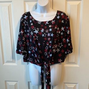 Star Print Wrap Style Crop Top